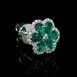 .30ct Diamond and Emerald 18k White Gold Cluster Earrings