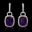 .56ct Diamond and Purple Amethyst 18k White Gold Dangle Earrings