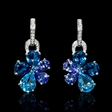 .24ct Diamond Blue Sapphire Tanzanite and Blue Topaz 18k White Gold Dangle Earrings