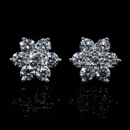 2.05cts Diamond 18k White Gold Cluster Earrings