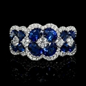 Diamond and Blue Oval Sapphire 18k White Gold Ring