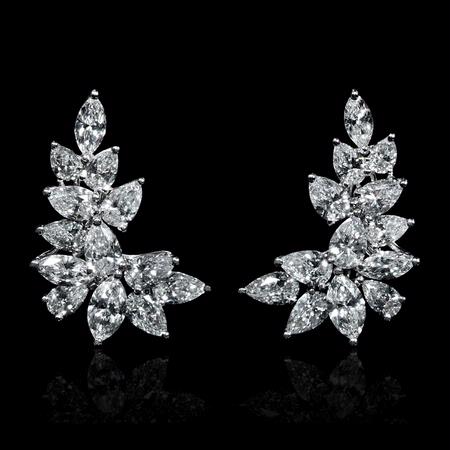 4.32cts Diamond 18k White Gold Cluster Earrings