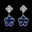 .40ct Diamond and Blue Sapphire 18k White Gold Dangle Earrings