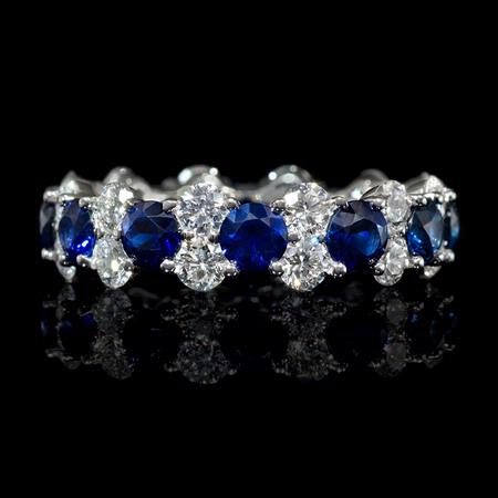 1.91cts Diamond and Blue Sapphire 18k White Gold Ring
