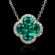 .10ct Diamond and Emerald 18k White Gold Pendant