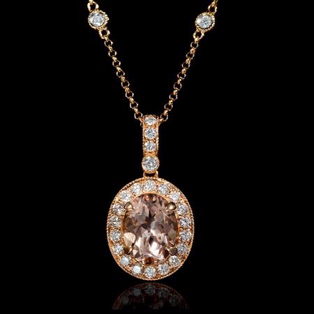 .35ct Diamond and Morganite 18k Rose Gold Pendant
