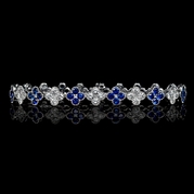 Diamond and Blue Sapphire 18k White Gold Bracelet 