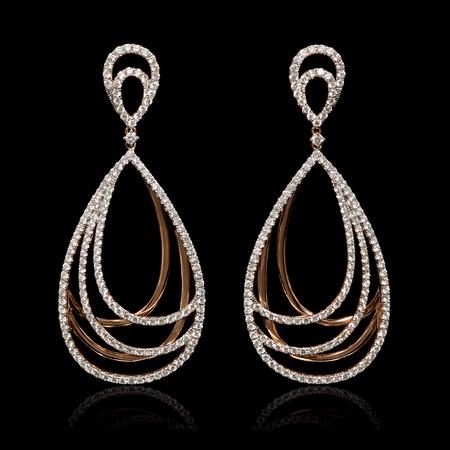 3.34ct Diamond 18k Two Tone Gold Dangle Earrings