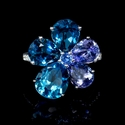 Diamond Tanzanite Blue Topaz and Blue Sapphire 18k White Gold Ring