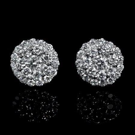 .95ct Diamond 18k White Gold Cluster Earrings