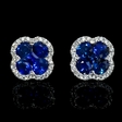 .57ct Diamond and Blue Sapphire 18k White Gold Cluster Earrings