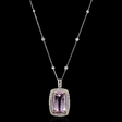 2.28cts Diamond and Kunzite 14k White and Yellow Gold Pendant Necklace