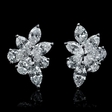 7.01cts Diamond 18k White Gold Cluster Earrings