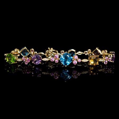 Diamond Pink Sapphire 18k Yellow Gold Bracelet