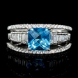 .78ct Diamond and Blue Topaz 18k White Gold Ring