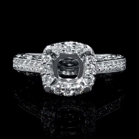 .53ct Diamond 18k White Gold Halo Engagement Ring Setting