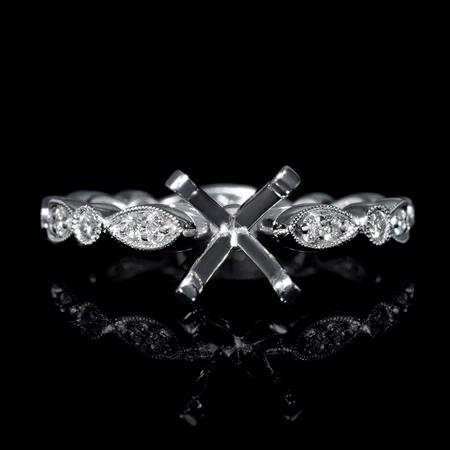 .25ct Diamond Antique Style 18k White Gold Engagement Ring Setting