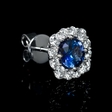 1.06ct Diamond and Blue Sapphire 18k White Gold Cluster Earrings