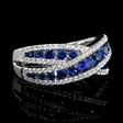 .46ct Diamond and Blue Sapphire 18k White Gold Ring
