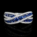 Diamond and Blue Sapphire 18k White Gold Ring