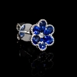 .07ct Diamond and Blue Sapphire 18k White Gold Cluster Earrings