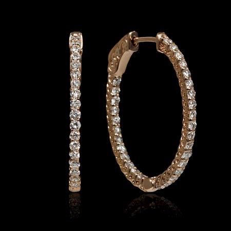 Diamond 14k Rose Gold Hoop Earrings