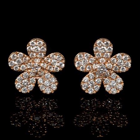 .50ct Diamond 18k Rose Gold Cluster Earrings
