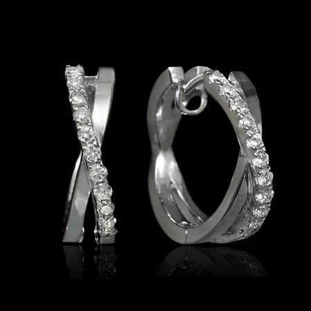 Diamond 14k White Gold Huggie Earrings