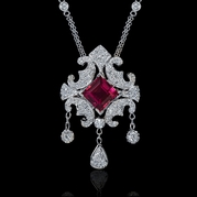 Diamond and Pink Tourmaline 18k White Gold Necklace