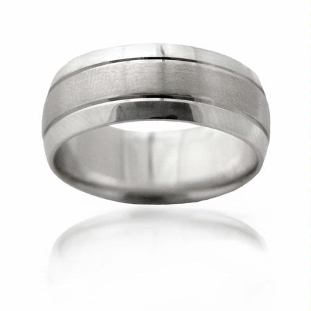 Men`s 14k White Gold Comfort Fit Wedding Band Ring