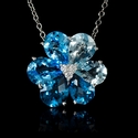 Diamond and Blue Topaz 18k White Gold Pendant