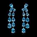 Blue Topaz 18k White Gold Dangle Earrings
