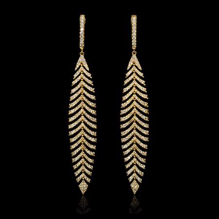 Diamond 18k Yellow Gold Dangle Earrings