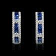 .47ct Diamond and Blue Sapphire 18k White Gold Huggie Earrings