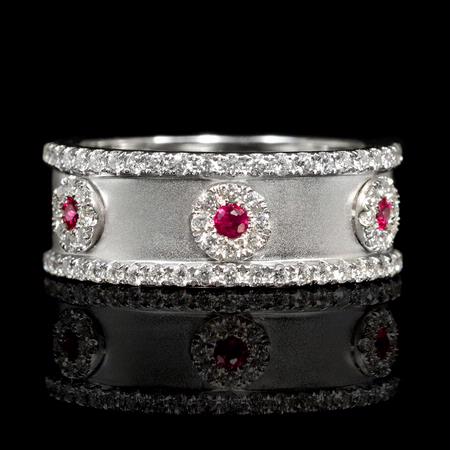 .44ct Diamond and Ruby 18k White Gold Ring