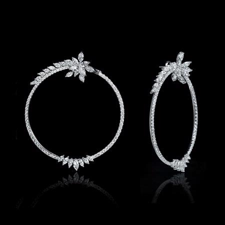 4.04cts Diamond 18k White Gold Hoop Earrings