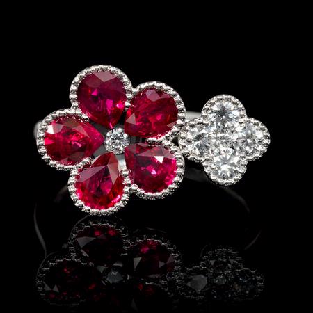 .35ct Diamond and Ruby 18k White Gold Ring