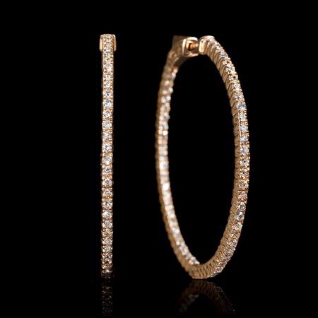 1.50ct Diamond 14k Rose Gold Hoop Earrings