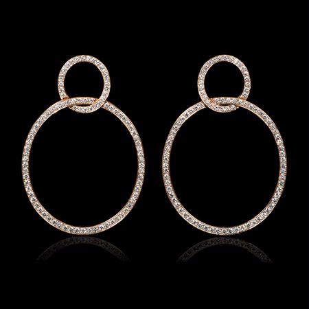 2.75cts Diamond 18k Rose Gold Dangle Earrings