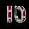 .44ct Diamond and Ruby 18k White Gold Huggie Earrings