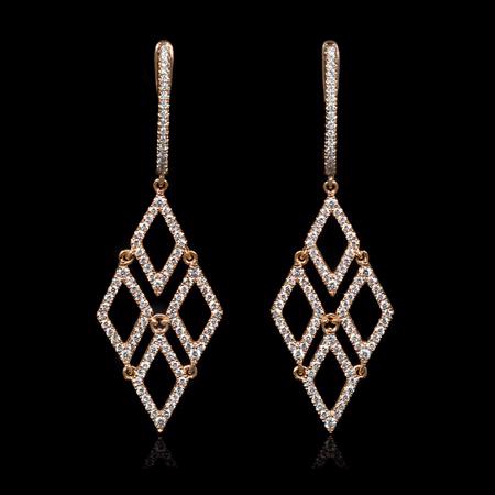 1.17cts Diamond 18k Rose Gold Dangle Earrings