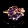 .19ct Diamond Pink Toumaline and Amethyst 18k Rose Gold Ring