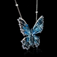 .20ct Diamond Blue Sapphire and Blue Topaz 18k White Gold Butterfly Pendant