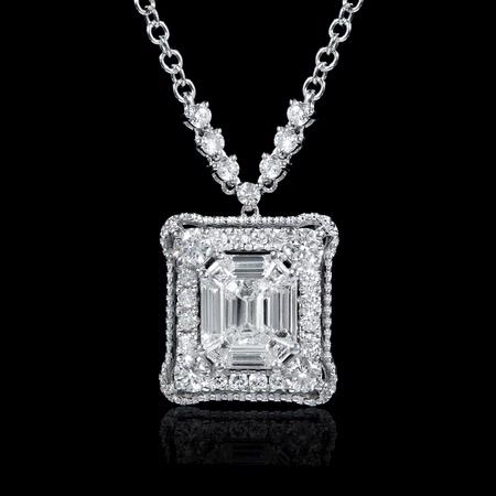 1.13ct Diamond 18k White Gold Pendant Necklace