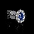 .65ct Diamond and Blue Sapphire 18k White Gold Cluster Earrings