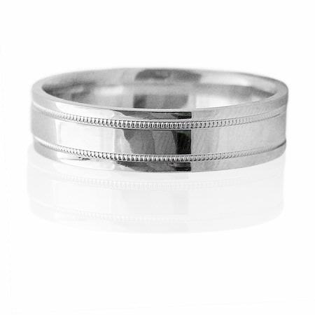 Men's Antique Style Platinum Comfort Fit Wedding Band Ring