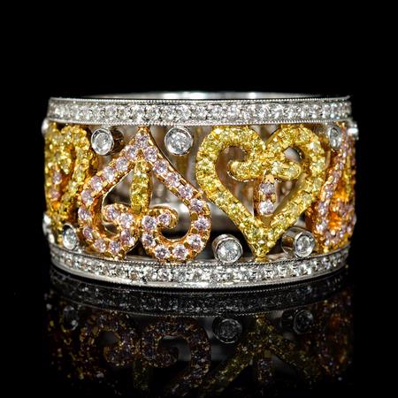 Diamond Antique Style 18k Three Tone Gold Wedding Band Ring