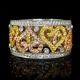 .87ct Diamond Antique Style 18k Three Tone Gold Wedding Band Ring
