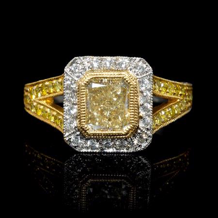 Diamond Antique Style 18k Two Tone Gold Engagement Ring